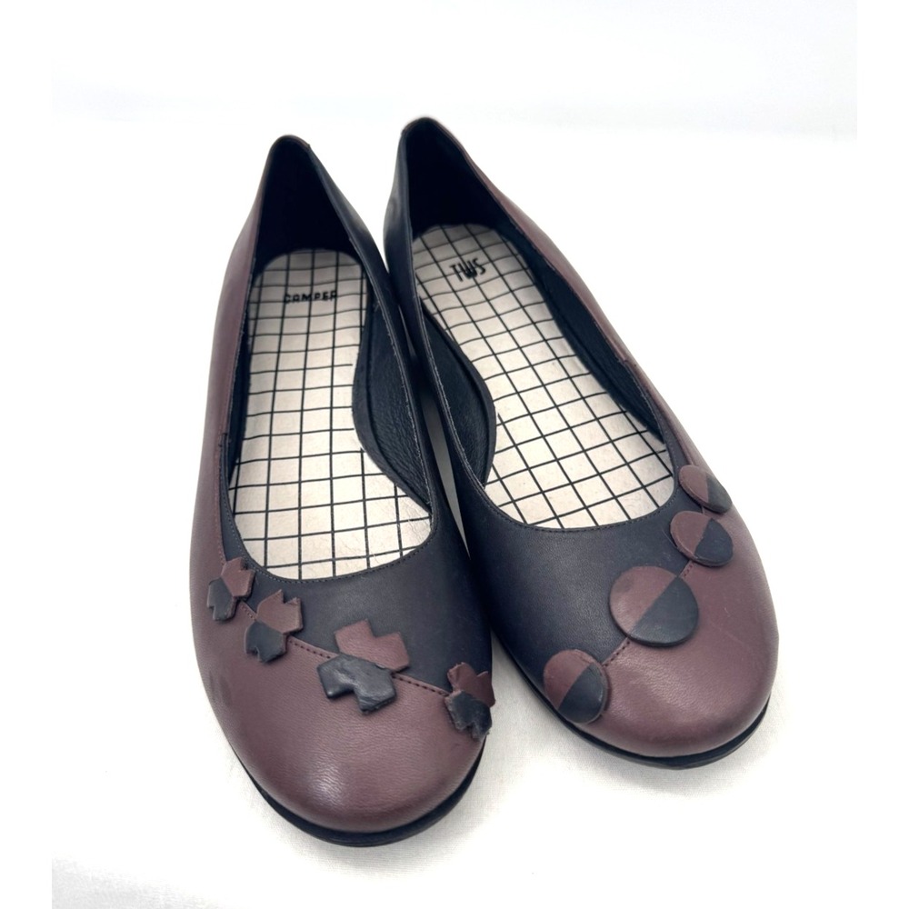 Camper Twins Leather Colorblock Mismatch Ballet Flats Shoe Tic Tac Toe Youth 13